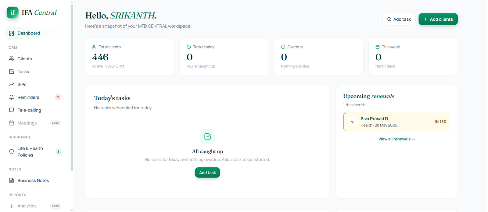 Dashboard overview